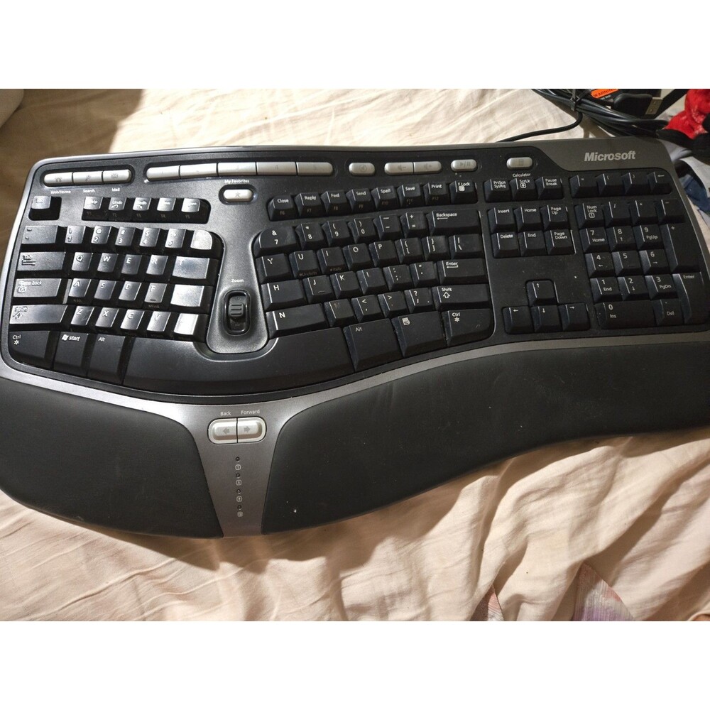 Microsoft 4000 V1.0 KU-0462 1048 Natural Ergonomic Keyboard USB W/ Riser (#6A)